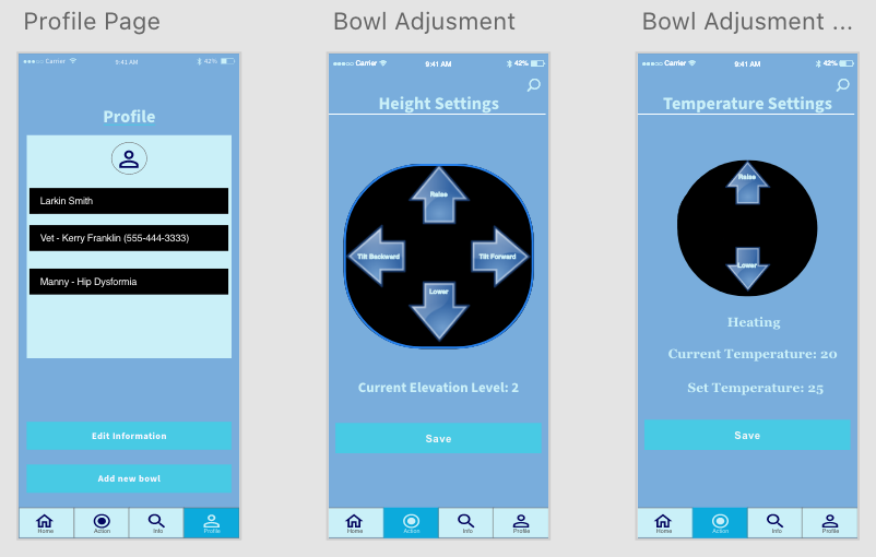 Profile and bowl adjustment (height / temperature)